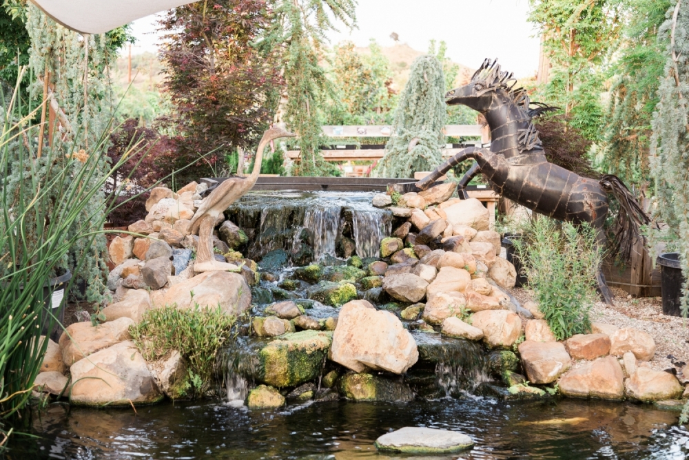 Water feature and statues