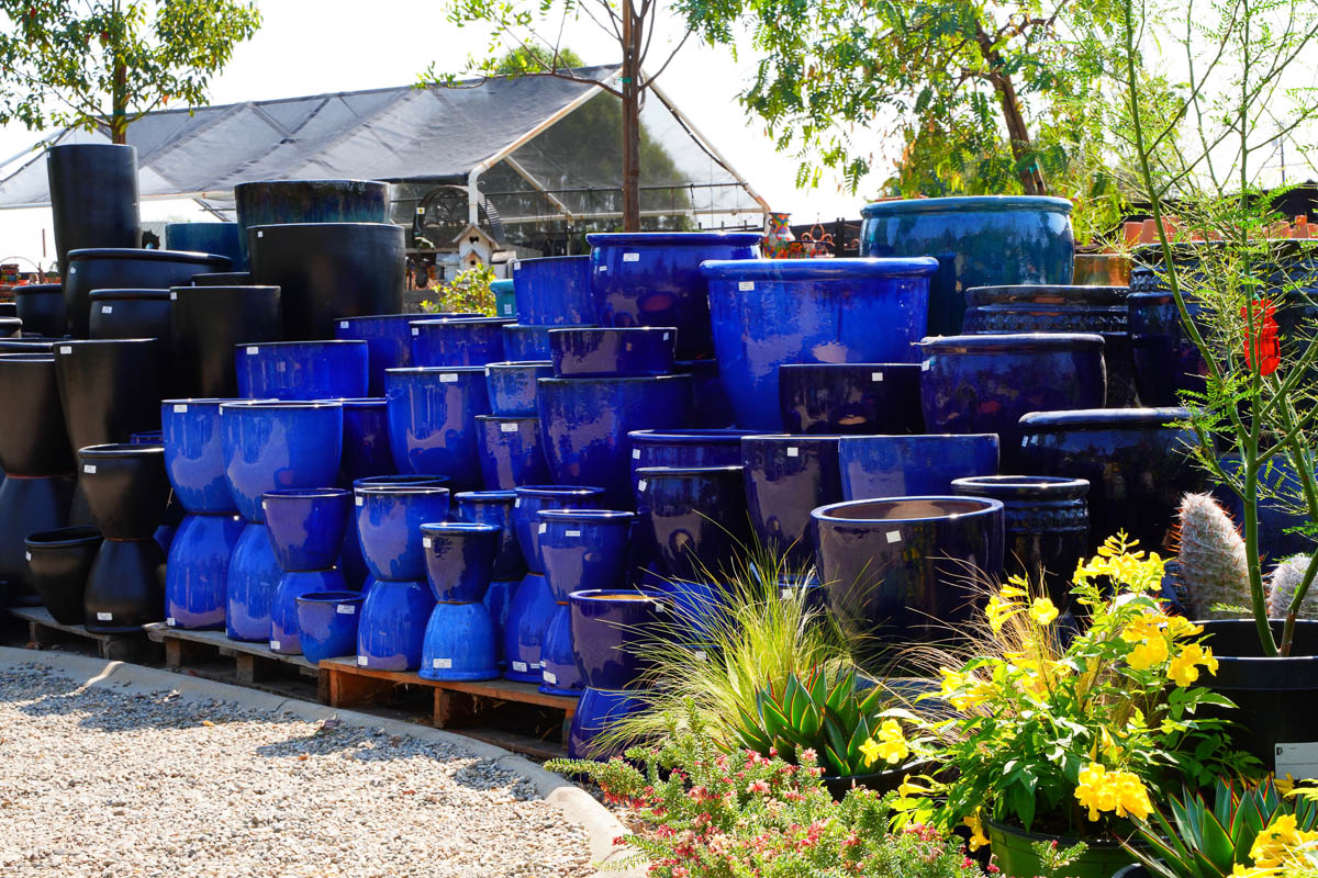 blue pots