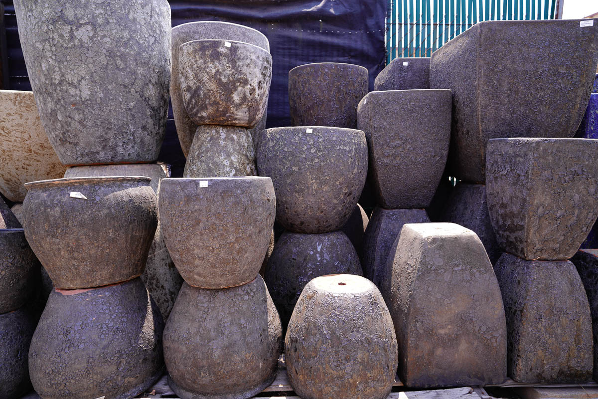 gray textured large pots