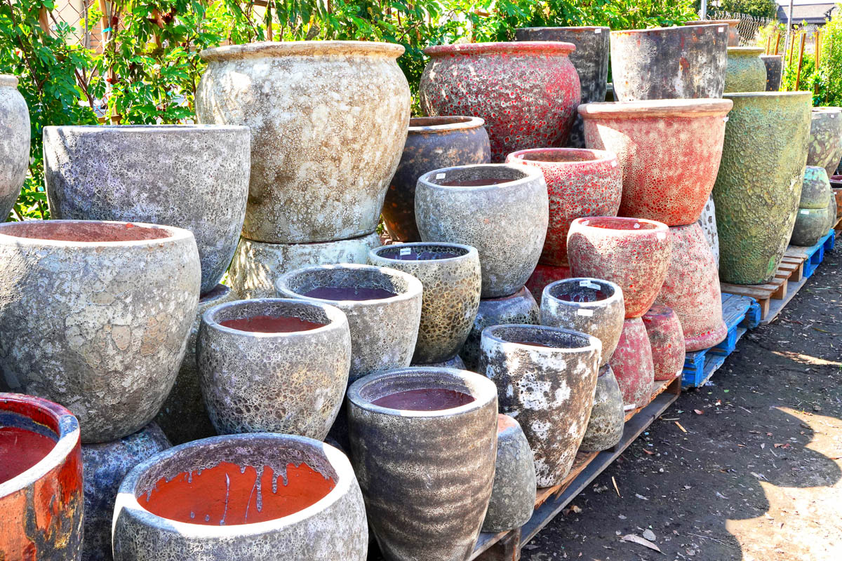 gray textured pots