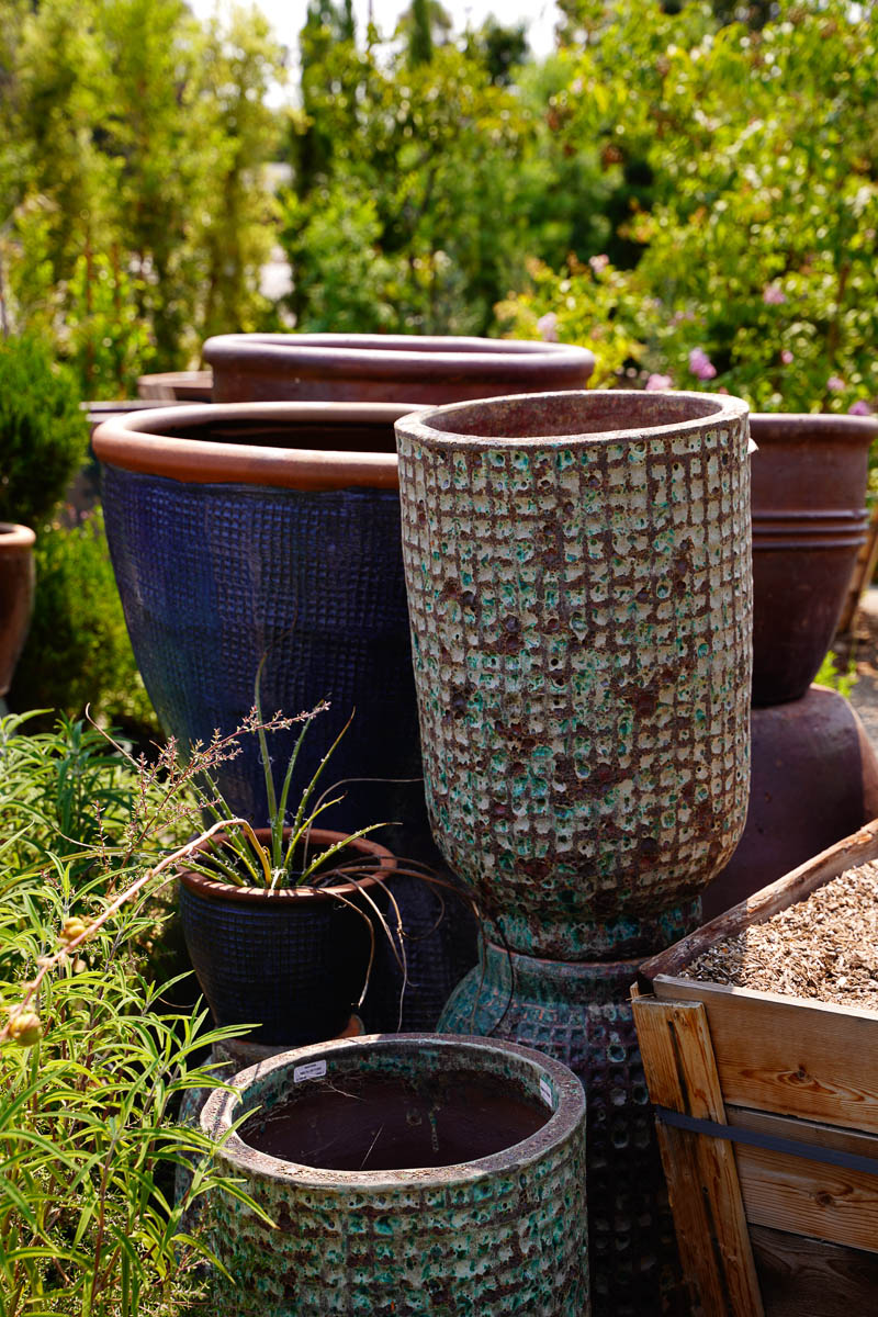 textured colored pots